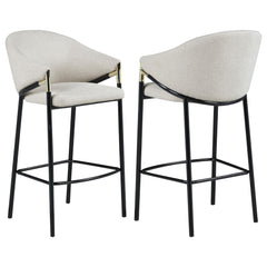 Beige and Glossy Black Sloped Arm Bar Stools (Set of 2)