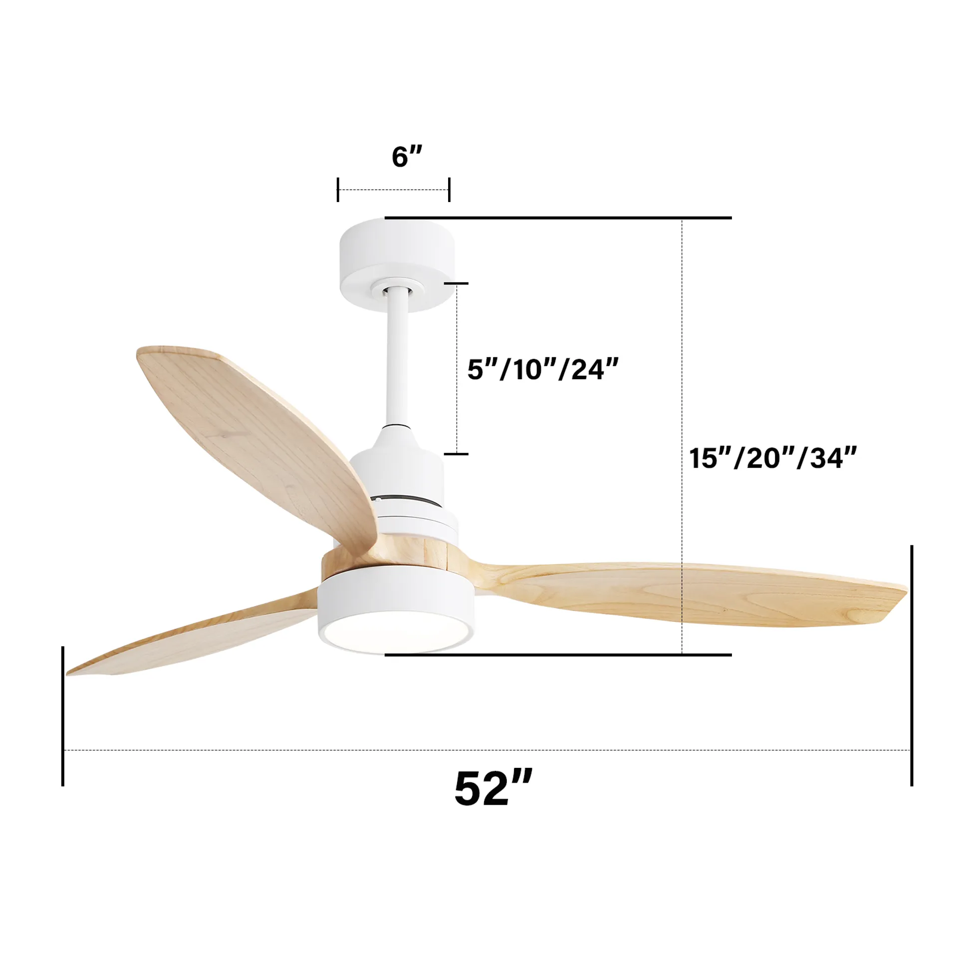 52 Inch Ceiling Fan Light With 6 Speed Remote Reversible Energy-saving DC Motor Remote Control for Bedroom image 9