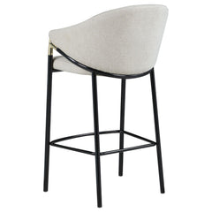Beige and Glossy Black Sloped Arm Bar Stools (Set of 2)