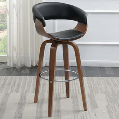 Walnut and Ecru Swivel Bar Stool