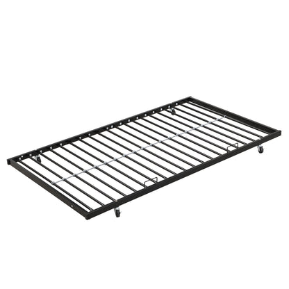 Twin Over FULL Metal Bunk Bed with Trundle 2 - Side Ladder and Full-Length Guardrail, No Box Spring Needed, Large Under Bed Storage, Easy Assemble, Black & Brown image 12