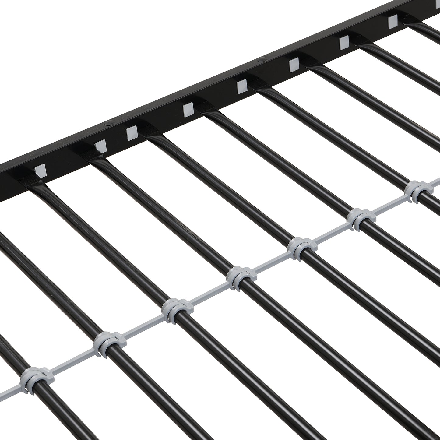 Twin Over FULL Metal Bunk Bed with 2 - Side Ladder and Full-Length Guardrail, No Box Spring Needed, Large Under Bed Storage, Easy Assemble, Black & Brown image 11
