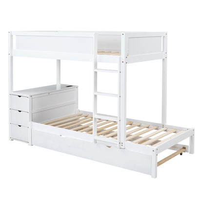 Twin-Over-Twin Bunk Bed with Twin size Trundle, Storage and Desk, White(OLD SKU:LT000363AAK) image 10