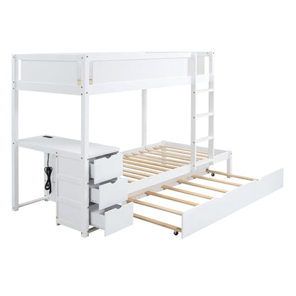 Twin-Over-Twin Bunk Bed with Twin size Trundle, Storage and Desk, White(OLD SKU:LT000363AAK) image 6