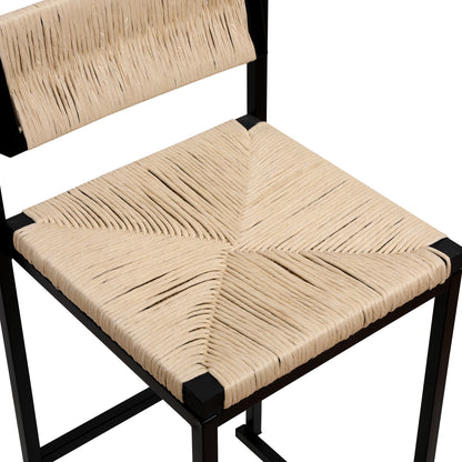 Creamy White Paper Rope Woven Bar Stools Set of 2 Hand Weave Counter Stool with footrest for Kitchen Island, Dining Room (Creamy White) image 12
