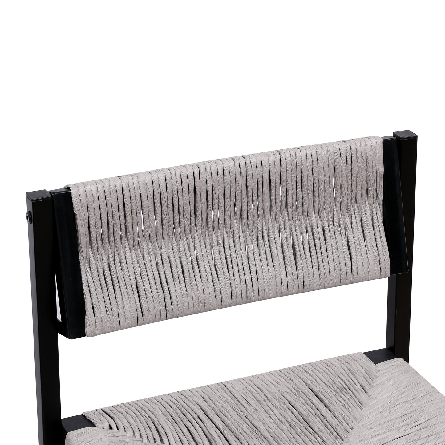 Gray Set of 2 Hand Weave Bar Stools with Back Counter Height Bar Chairs Paper Rope Woven Dining Stool for Kitchen, Home & Office (Gray) image 12