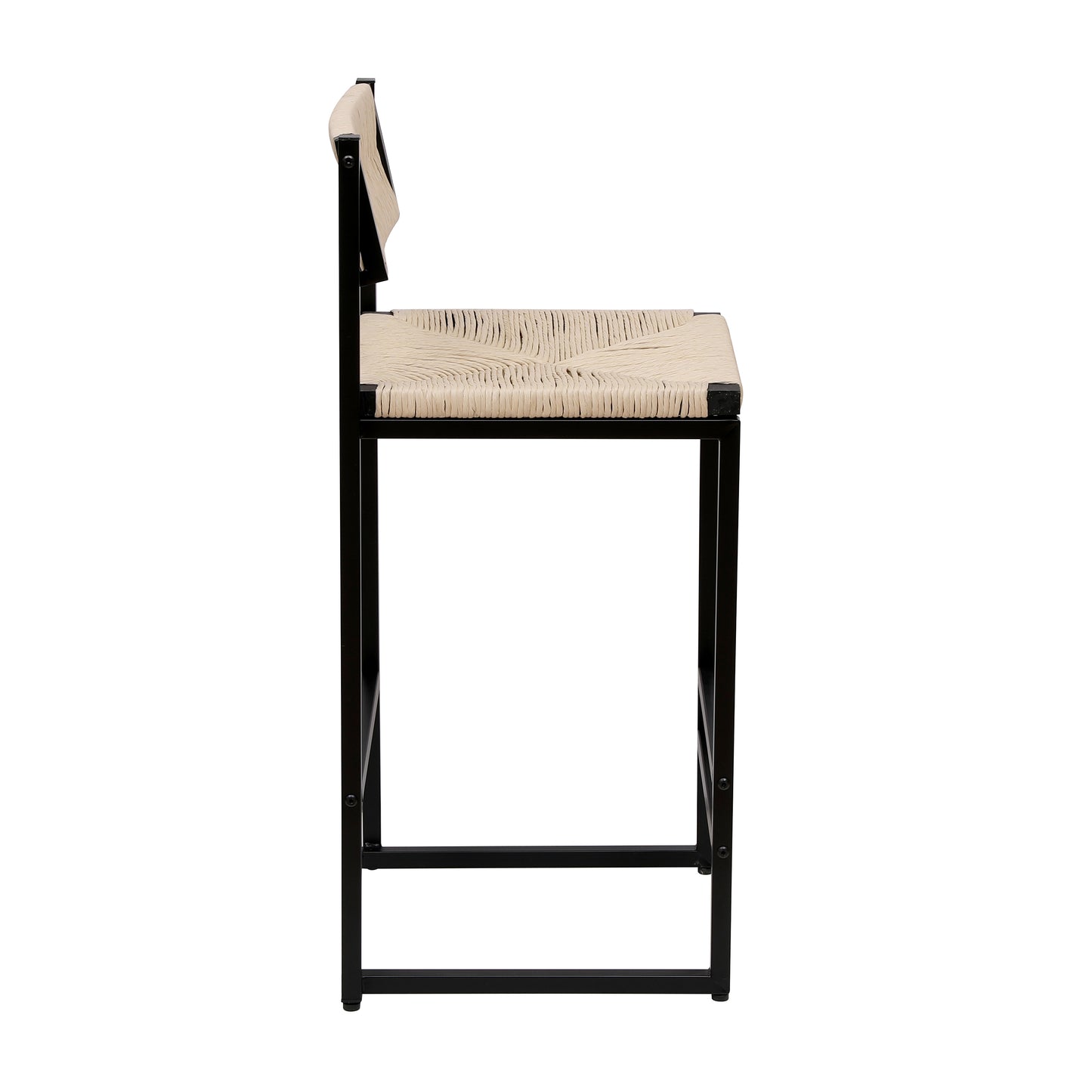 Creamy White Paper Rope Woven Bar Stools Set of 2 Hand Weave Counter Stool with footrest for Kitchen Island, Dining Room (Creamy White) image 9