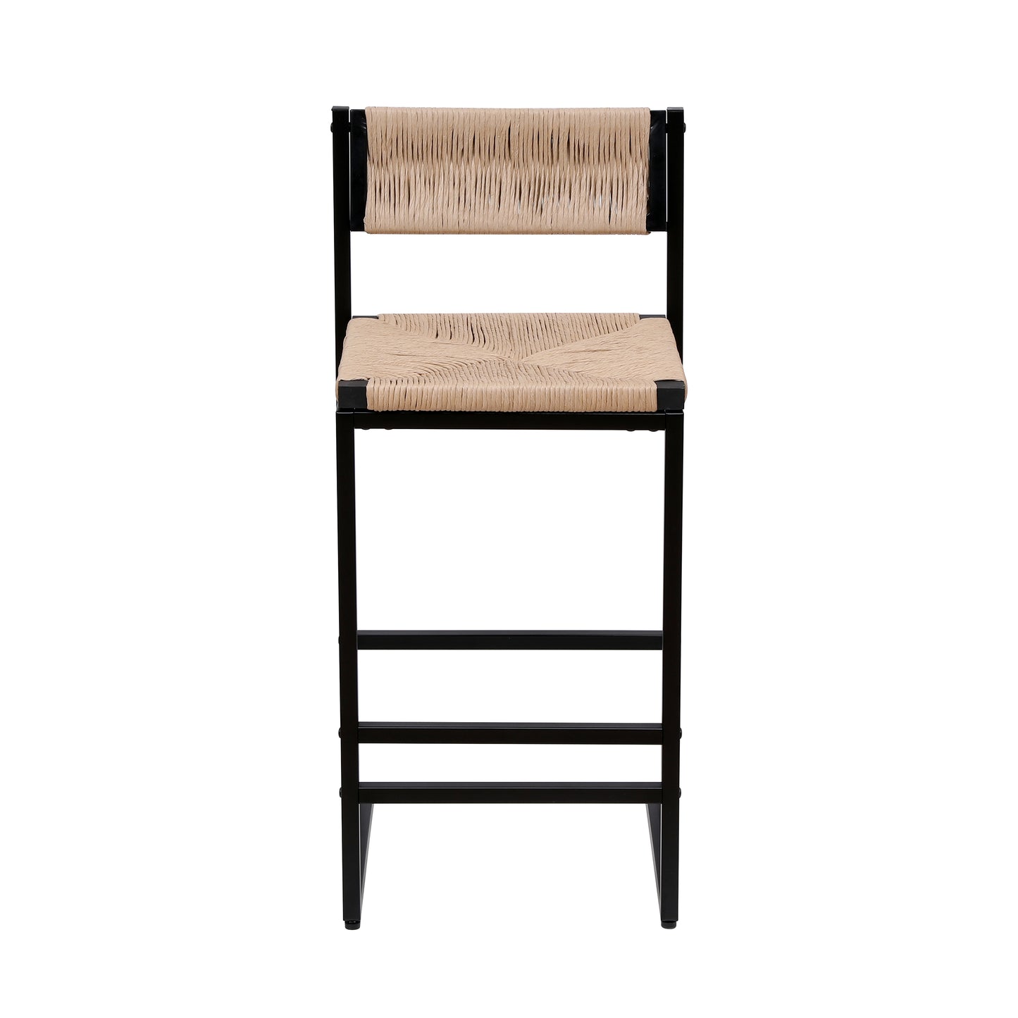 Honey Bar Stools Set of 2 Paper Rope Weave Dining Chairs with Back Hand Weave Stools for Kichen Island, Bar & Counter (Honey) image 9