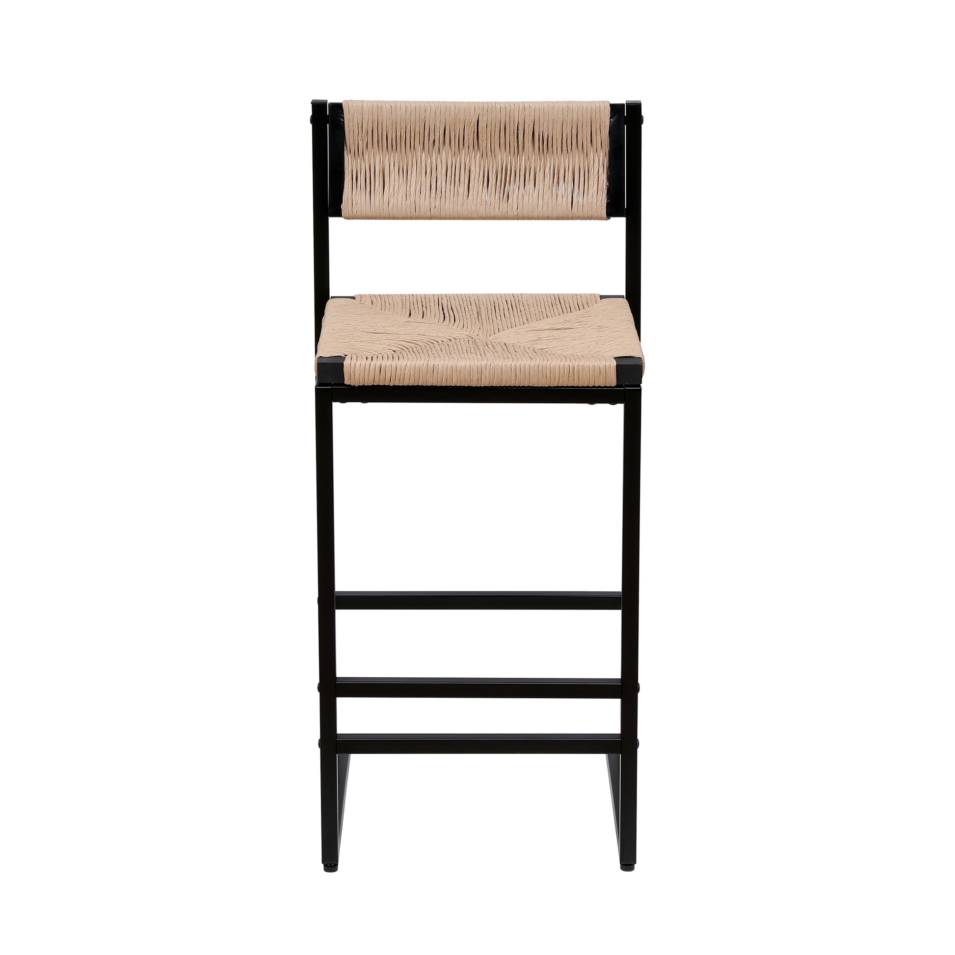 Honey Bar Stools Set of 2 Paper Rope Weave Dining Chairs with Back Hand Weave Stools for Kichen Island, Bar & Counter (Honey) image 9