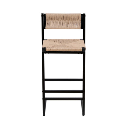Honey Bar Stools Set of 2 Paper Rope Weave Dining Chairs with Back Hand Weave Stools for Kichen Island, Bar & Counter (Honey) image 9