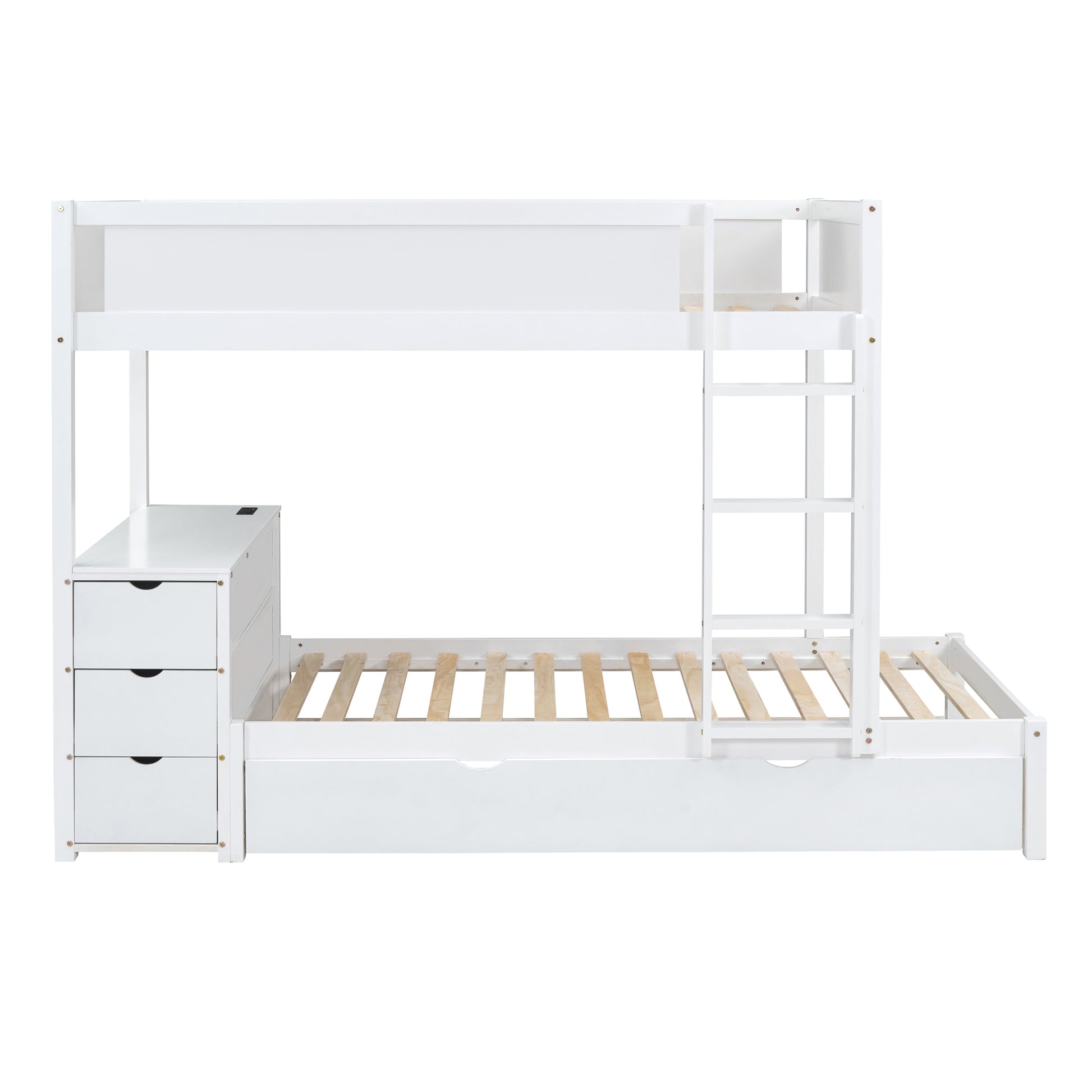Twin-Over-Twin Bunk Bed with Twin size Trundle, Storage and Desk, White(OLD SKU:LT000363AAK) image 5