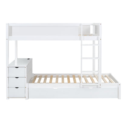 Twin-Over-Twin Bunk Bed with Twin size Trundle, Storage and Desk, White(OLD SKU:LT000363AAK) image 5