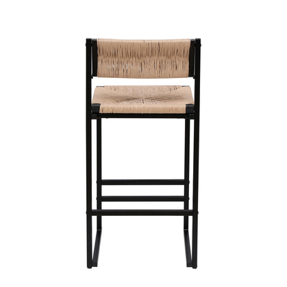 Honey Bar Stools Set of 2 Paper Rope Weave Dining Chairs with Back Hand Weave Stools for Kichen Island, Bar & Counter (Honey) image 11