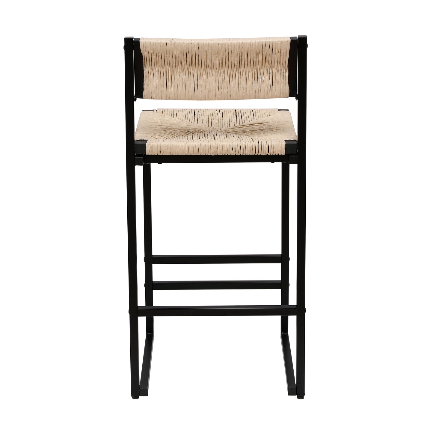 Creamy White Paper Rope Woven Bar Stools Set of 2 Hand Weave Counter Stool with footrest for Kitchen Island, Dining Room (Creamy White) image 10
