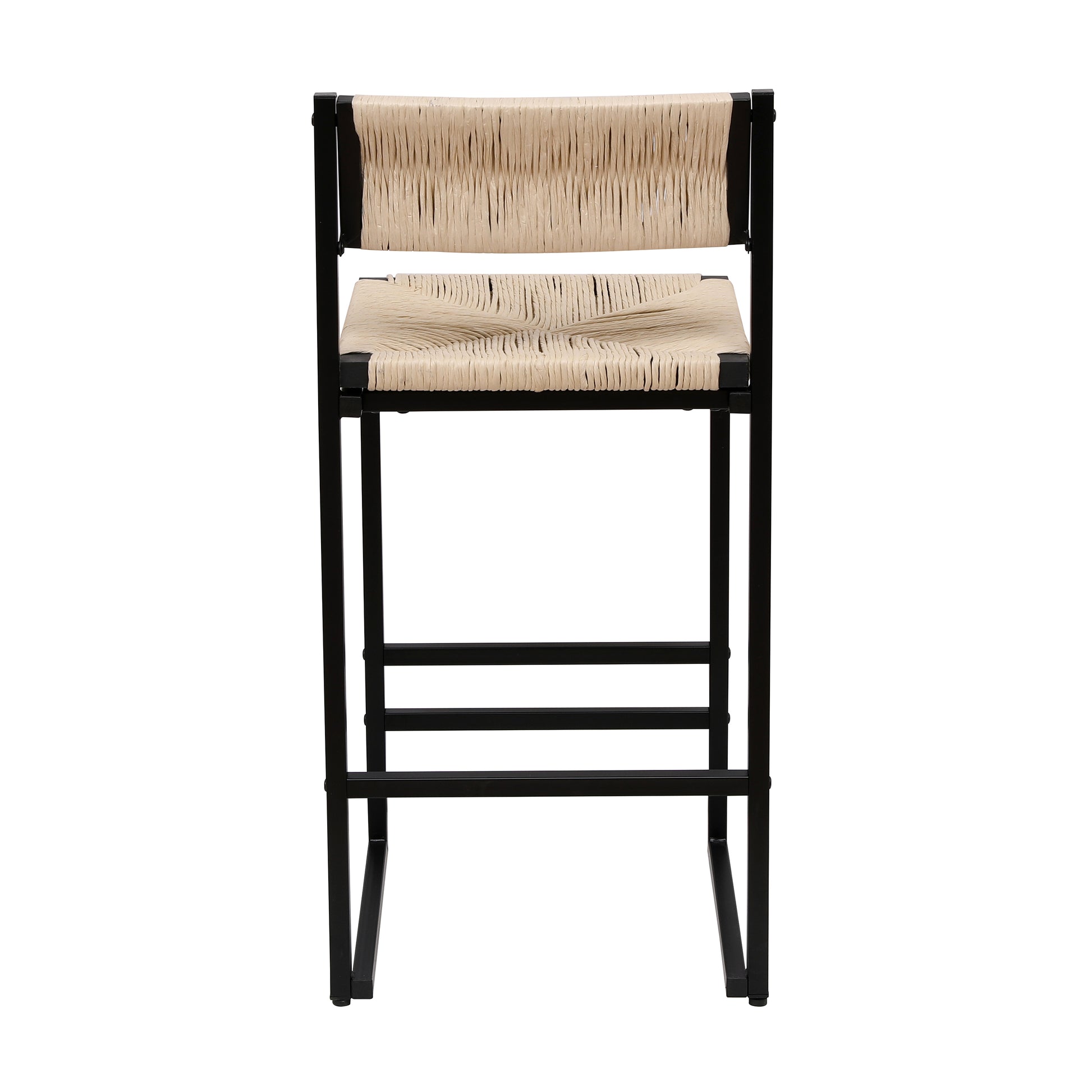 Creamy White Paper Rope Woven Bar Stools Set of 2 Hand Weave Counter Stool with footrest for Kitchen Island, Dining Room (Creamy White) image 10