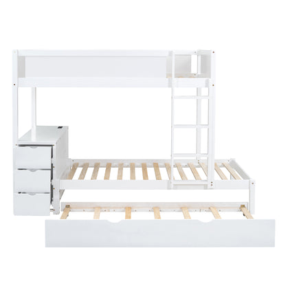 Twin-Over-Twin Bunk Bed with Twin size Trundle, Storage and Desk, White(OLD SKU:LT000363AAK) image 4