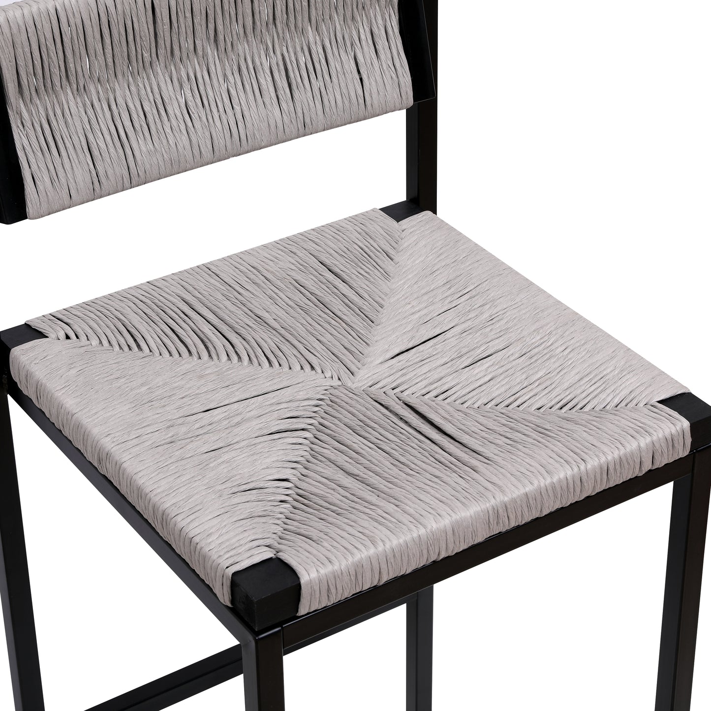 Gray Set of 2 Hand Weave Bar Stools with Back Counter Height Bar Chairs Paper Rope Woven Dining Stool for Kitchen, Home & Office (Gray) image 10