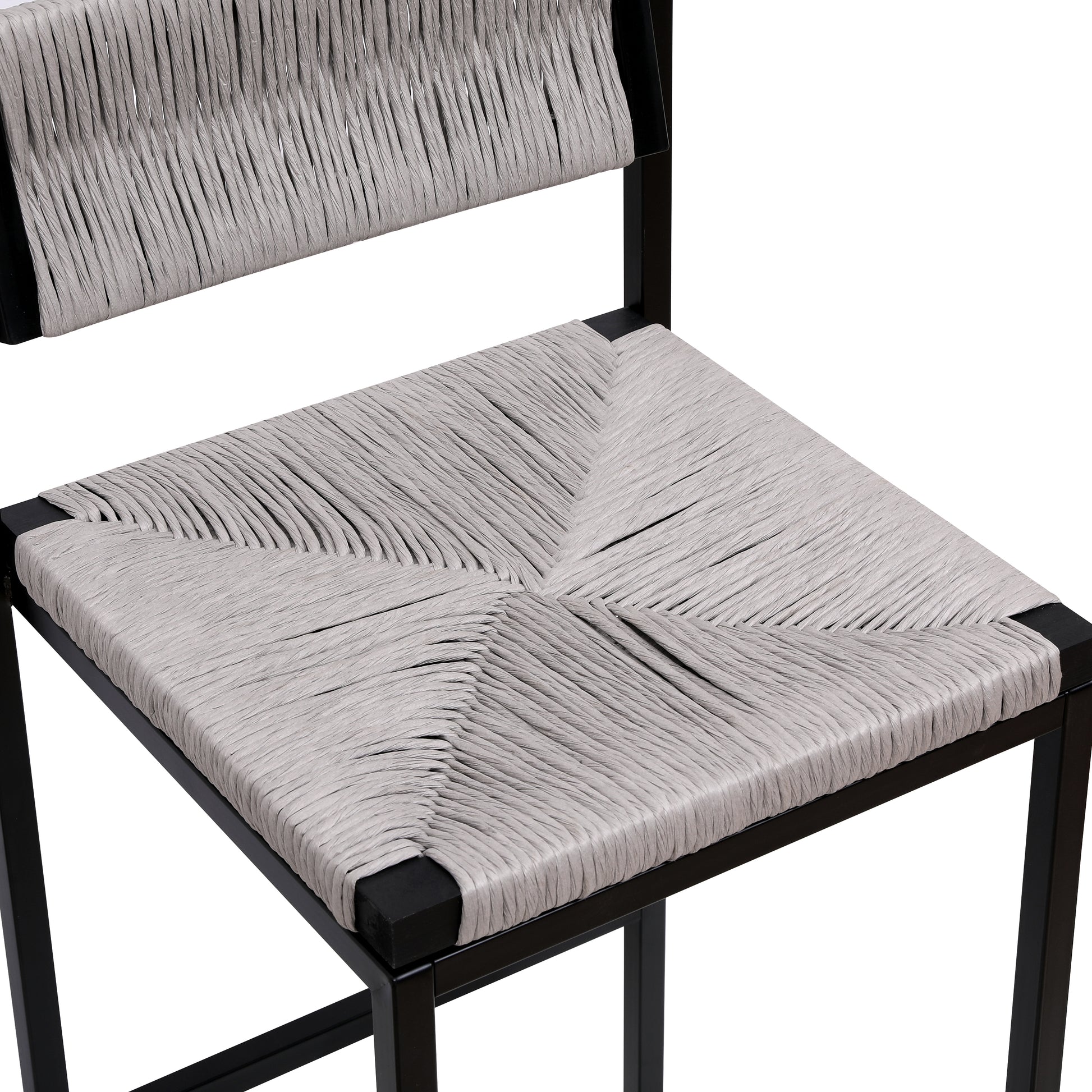 Gray Set of 2 Hand Weave Bar Stools with Back Counter Height Bar Chairs Paper Rope Woven Dining Stool for Kitchen, Home & Office (Gray) image 10