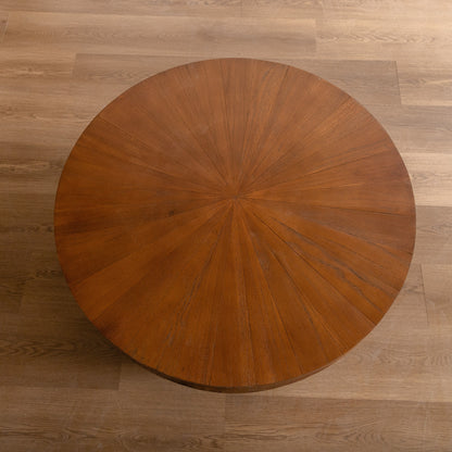 31.50"Vintage Style Bucket Shaped Coffee Table with storage function, for Office, Dining Room and Living Room, Brown image 12