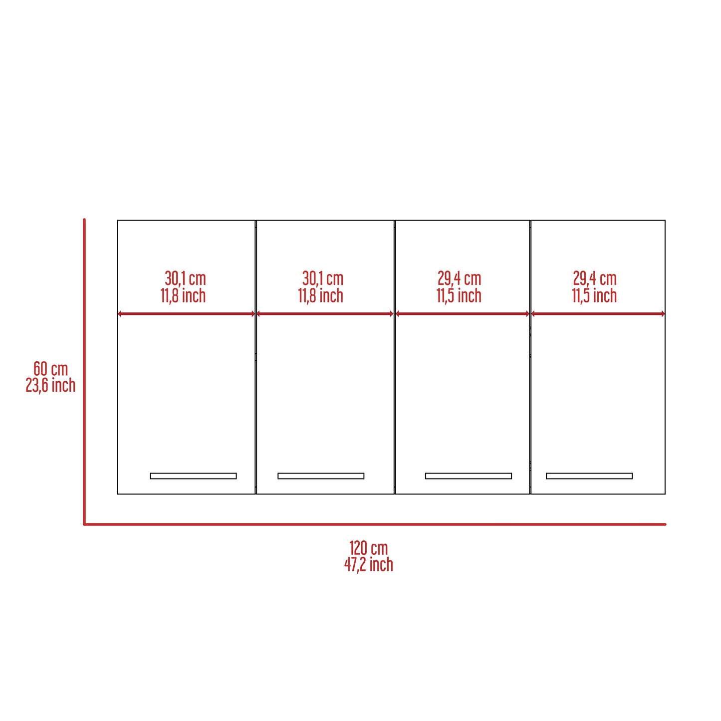 Sitka Wall Cabinet, Two Spacious Divisions, Four Doors image 8
