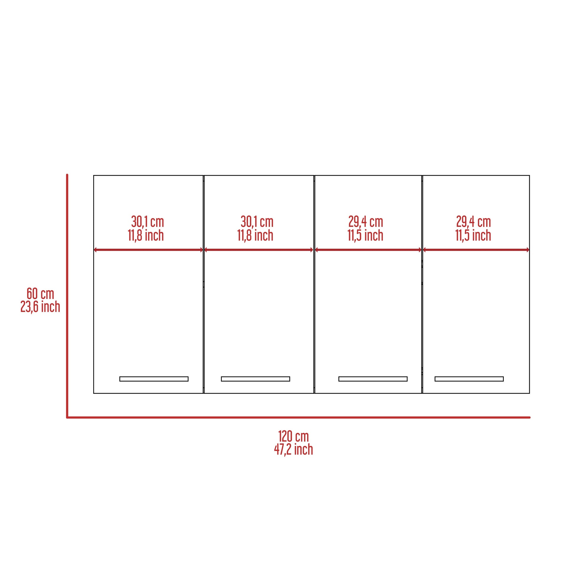 Sitka Wall Cabinet, Two Spacious Divisions, Four Doors image 8