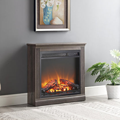 18 inch electric fireplace insert, ultra thin heater with log set & realistic flame, overheating protection image 2