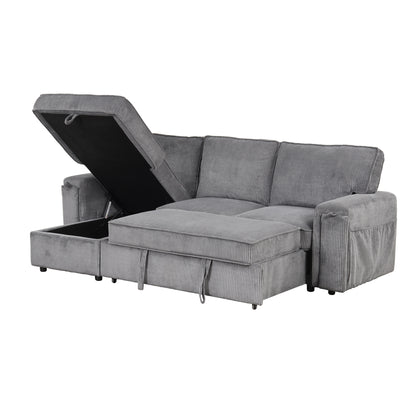 U_STYLE Upholstery Sleeper Sectional Sofa with Storage Bags and 2 cup holders on Arms image 8