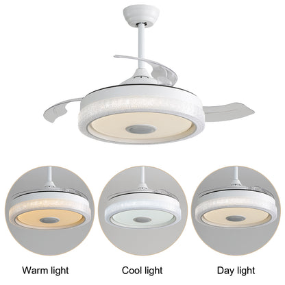 42 Inch Modern Invisible Ceiling Fan, 120V 3 ABS Blades Remote Control Reversible DC Motor With 32W Led Light image 9