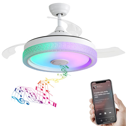 42 Inch Modern Invisible Ceiling Fan, 120V 3 ABS Blades Remote Control Reversible DC Motor With 32W Led Light image 1