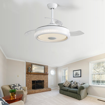 42 Inch Modern Invisible Ceiling Fan, 120V 3 ABS Blades Remote Control Reversible DC Motor With 32W Led Light image 5