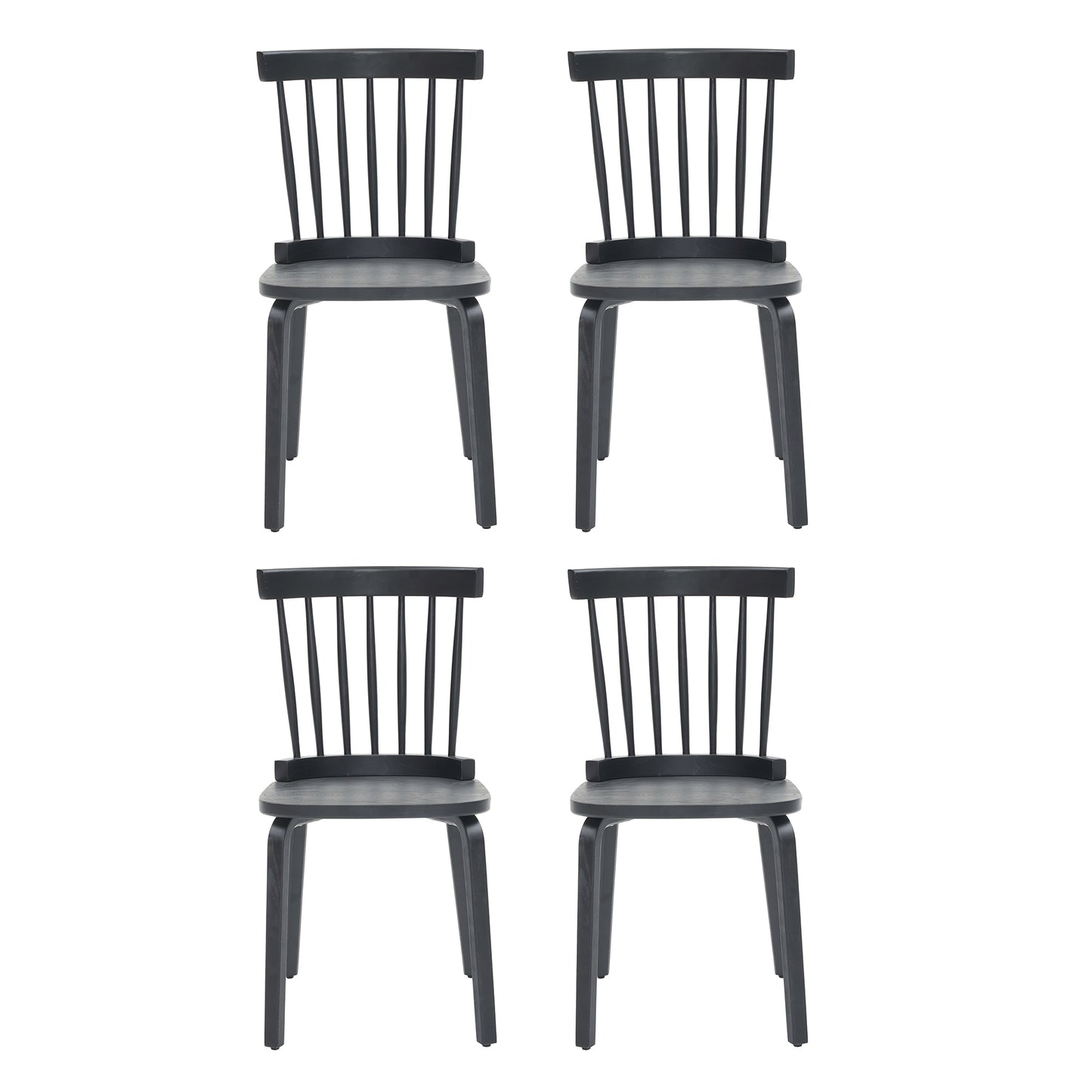 Windsor Dining Chairs Set of 4,Wood Farmhouse Spindle Back, Widen Seat, Mid-Century Modern French Country Style, for Living Room Restaurant, Black image 7