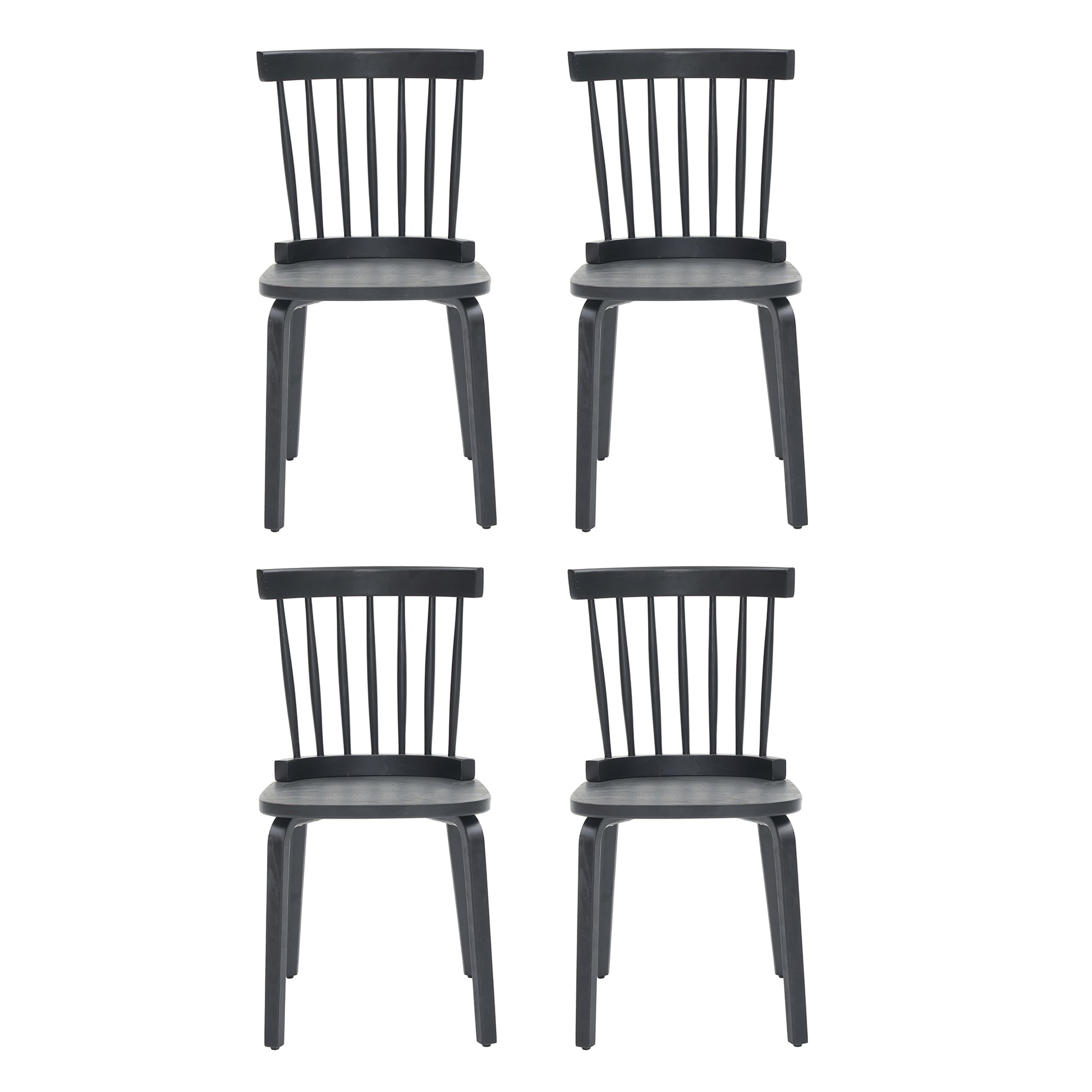Windsor Dining Chairs Set of 4,Wood Farmhouse Spindle Back, Widen Seat, Mid-Century Modern French Country Style, for Living Room Restaurant, Black image 7