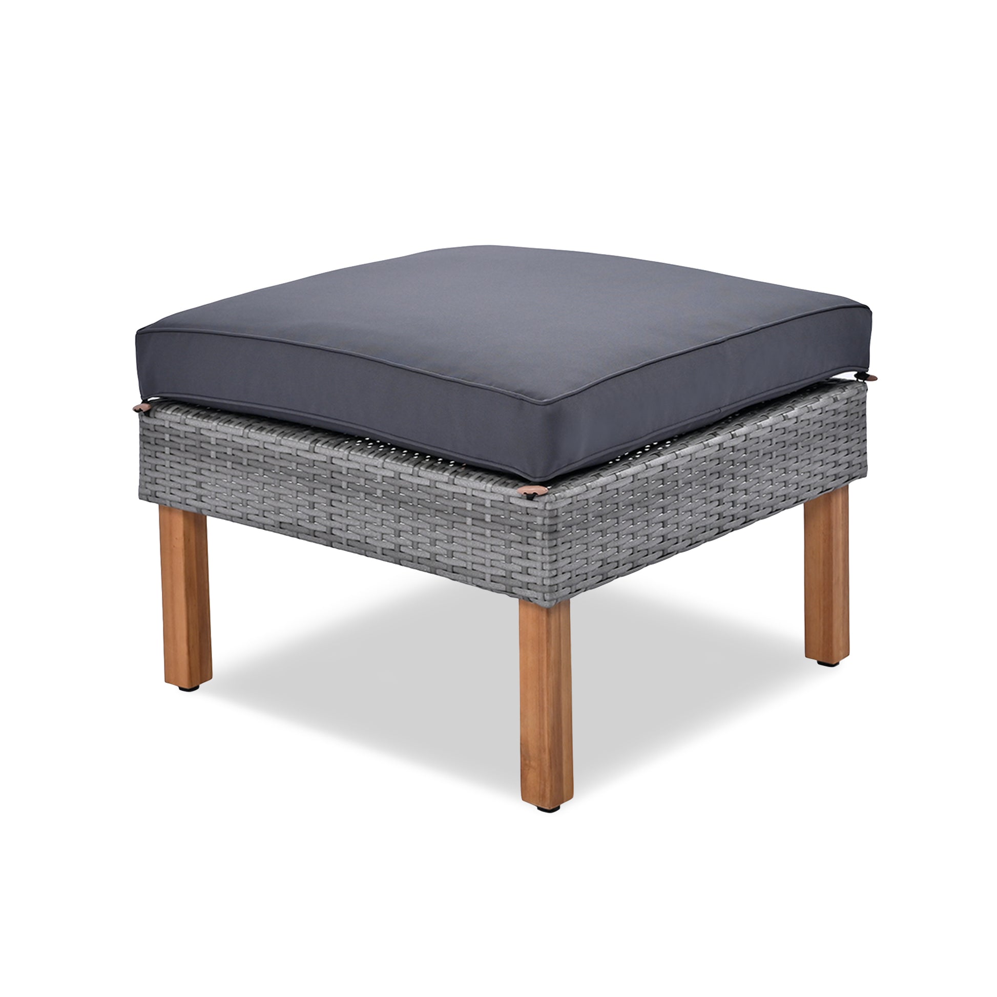 <Old SKU: FF201208AAE> 9-Piece Patio Rattan Furniture Set, Outdoor Conversation Set With Acacia Wood Legs and Tabletop, PE Rattan Sectional Sofa Set with Coffee Table, Washable Cushion, Gray image 12