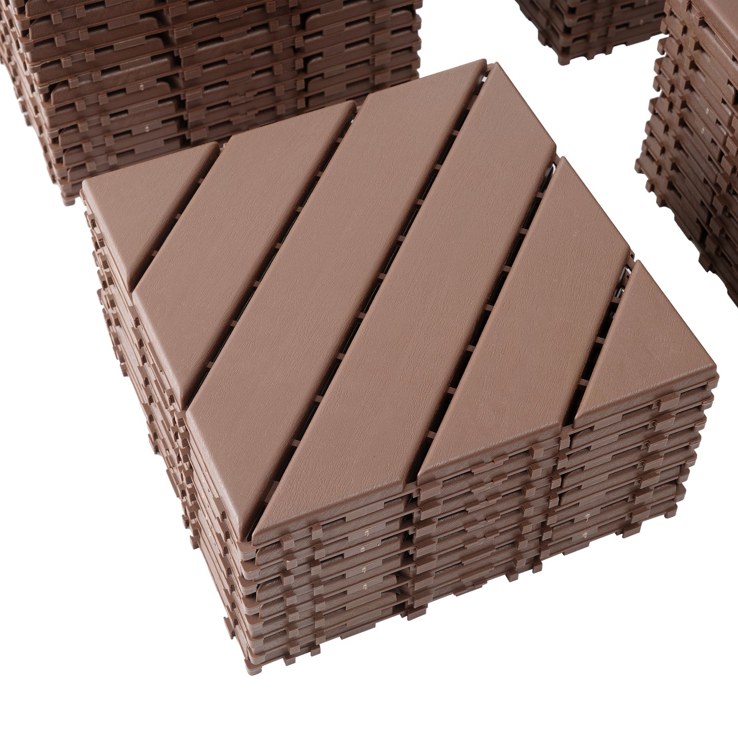 Plastic Interlocking Deck Tiles,44 Pack Patio Deck Tiles,12"x12" Square Waterproof Outdoor All Weather Use, Patio Decking Tiles for Poolside Balcony Backyard, Brown image 5