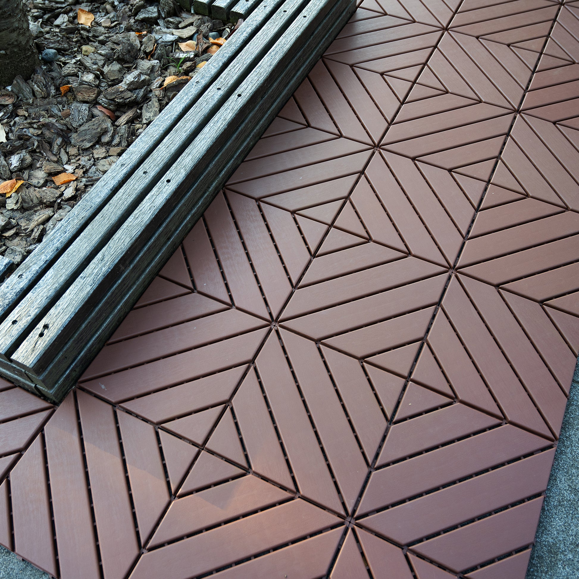 Plastic Interlocking Deck Tiles,44 Pack Patio Deck Tiles,12"x12" Square Waterproof Outdoor All Weather Use, Patio Decking Tiles for Poolside Balcony Backyard, Brown image 9