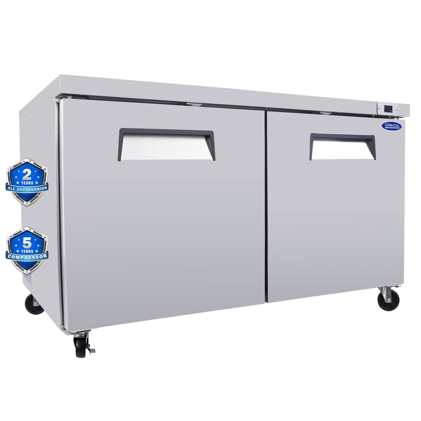 ORIKOOL 60" Commercial Under Counter Freezer 2 Door 18.5 Cu.ft Undercounter Work Top Freezers ETL Approved image 1