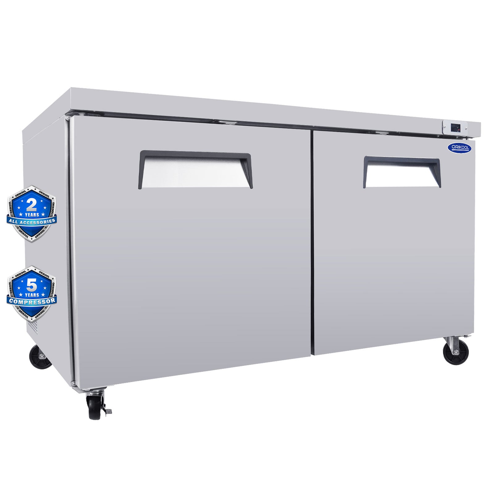 ORIKOOL 60" Commercial Under Counter Freezer 2 Door 18.5 Cu.ft Undercounter Work Top Freezers ETL Approved image 1