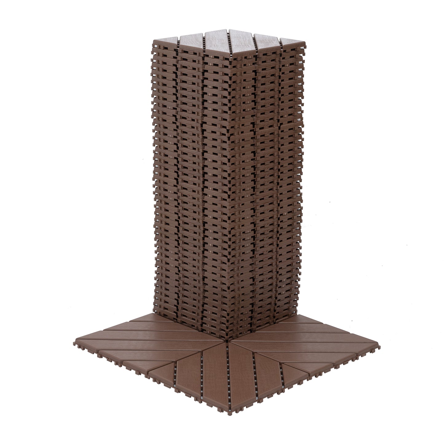 Plastic Interlocking Deck Tiles,44 Pack Patio Deck Tiles,12"x12" Square Waterproof Outdoor All Weather Use, Patio Decking Tiles for Poolside Balcony Backyard, Brown image 7