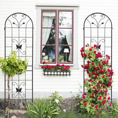 4 Pack Metal Garden Trellis 86.7" x 19.7" Rustproof Trellis for Climbing Plants Outdoor Flower Support Black