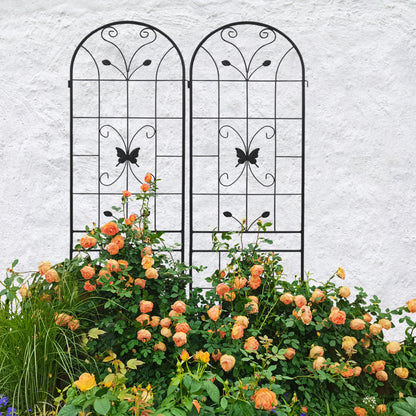2 Pack Metal Garden Trellis 86.7" x 19.7" Rustproof Trellis for Climbing Plants Outdoor Flower Support Black image 2
