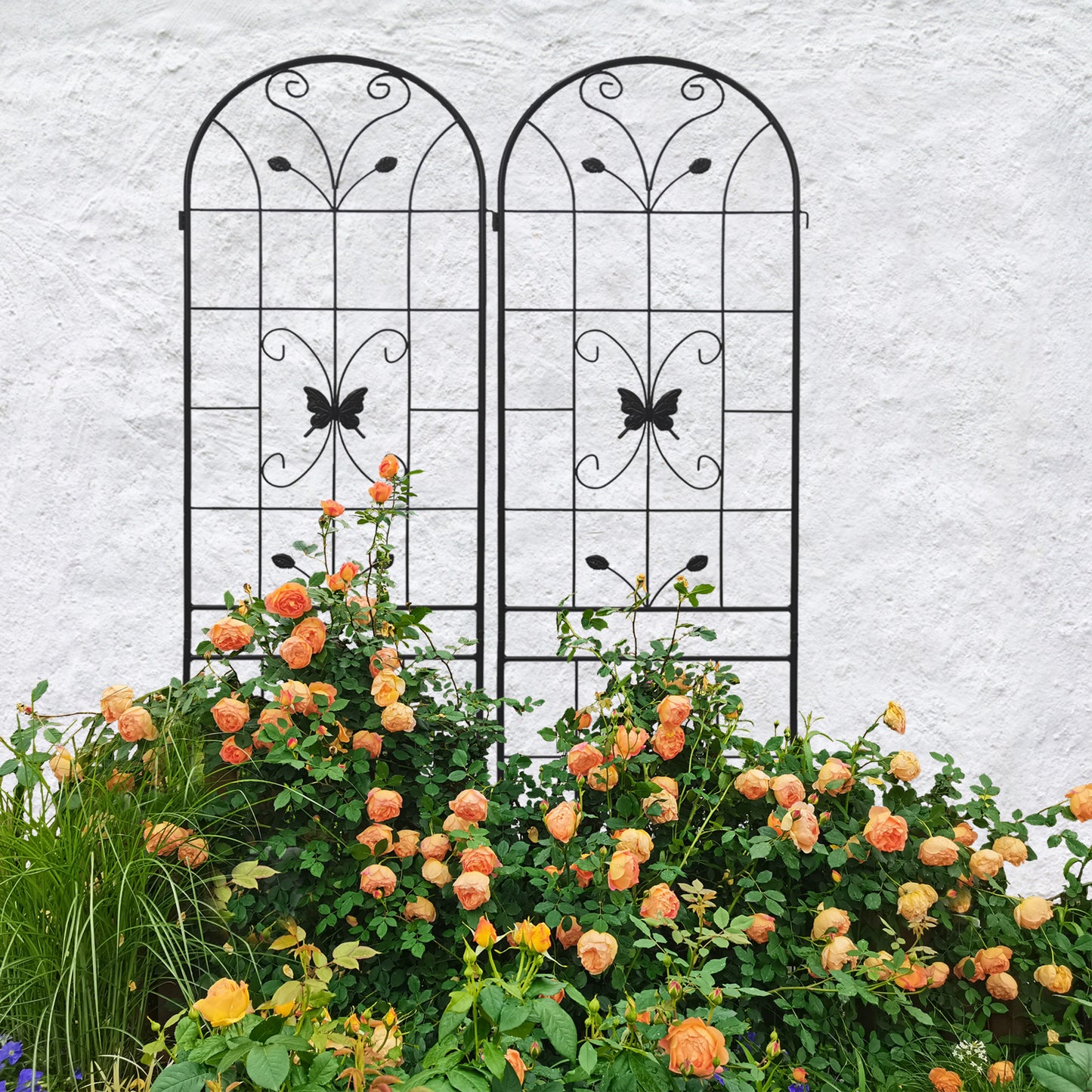 2 Pack Metal Garden Trellis 86.7" x 19.7" Rustproof Trellis for Climbing Plants Outdoor Flower Support Black image 2