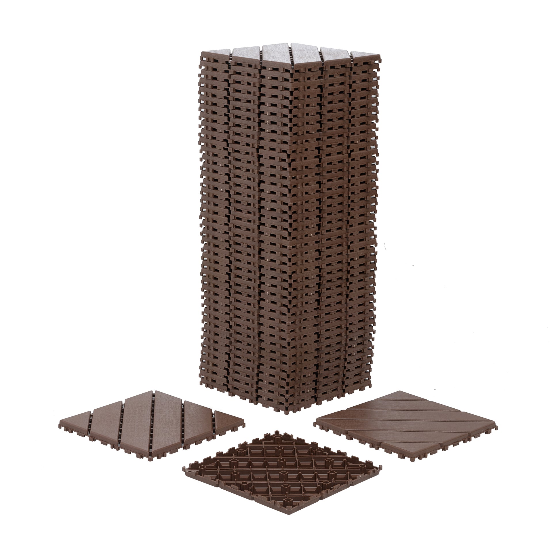 Plastic Interlocking Deck Tiles,44 Pack Patio Deck Tiles,12"x12" Square Waterproof Outdoor All Weather Use, Patio Decking Tiles for Poolside Balcony Backyard, Brown image 8