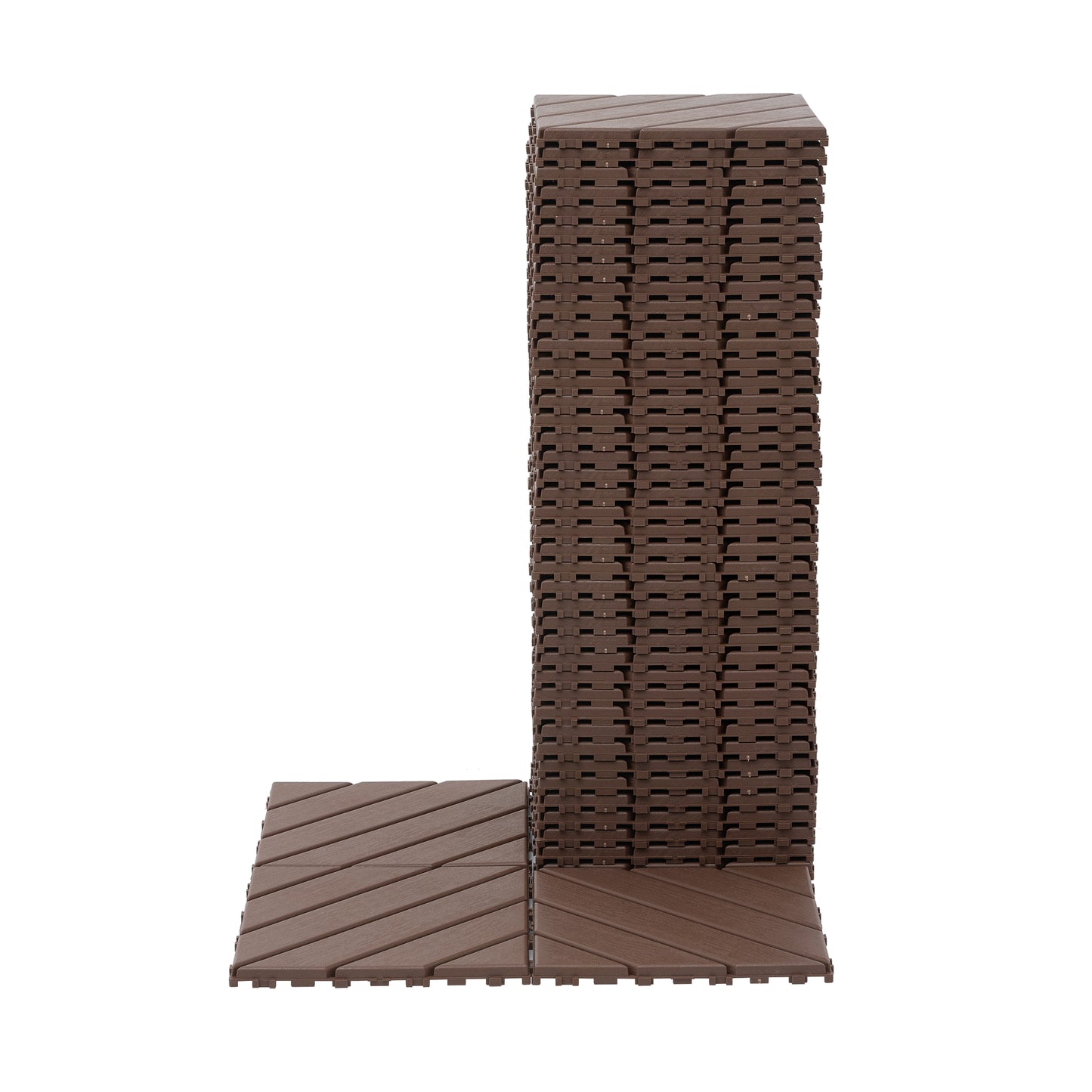 Plastic Interlocking Deck Tiles,44 Pack Patio Deck Tiles,12"x12" Square Waterproof Outdoor All Weather Use, Patio Decking Tiles for Poolside Balcony Backyard, Brown image 4