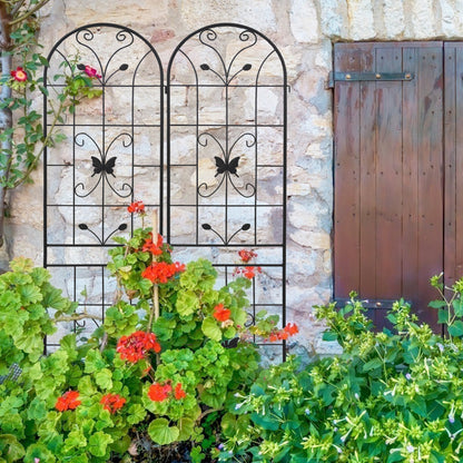 2 Pack Metal Garden Trellis 86.7" x 19.7" Rustproof Trellis for Climbing Plants Outdoor Flower Support Black image 3