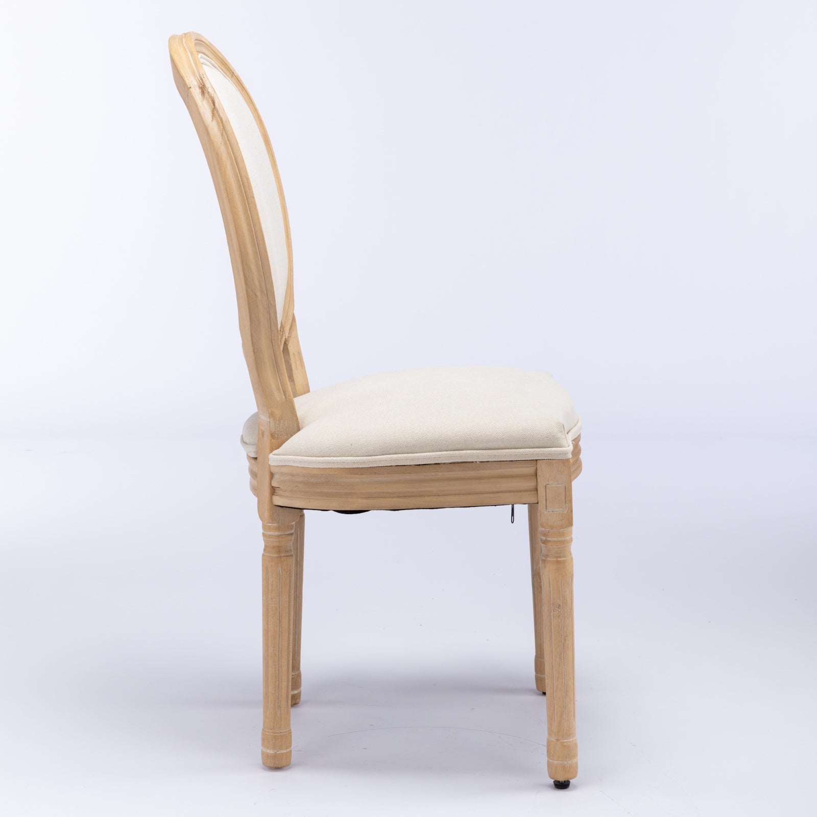 A&A Furniture,French Style Solid Wood Frame Antique Painting Linen Fabric Back Dining Chair,Set of 2,Beige,SW1845BG image 4