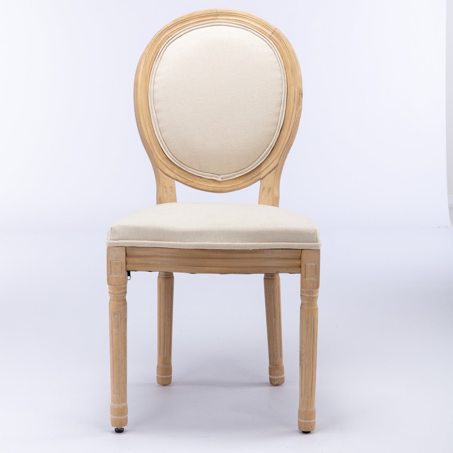A&A Furniture,French Style Solid Wood Frame Antique Painting Linen Fabric Back Dining Chair,Set of 2,Beige,SW1845BG image 2