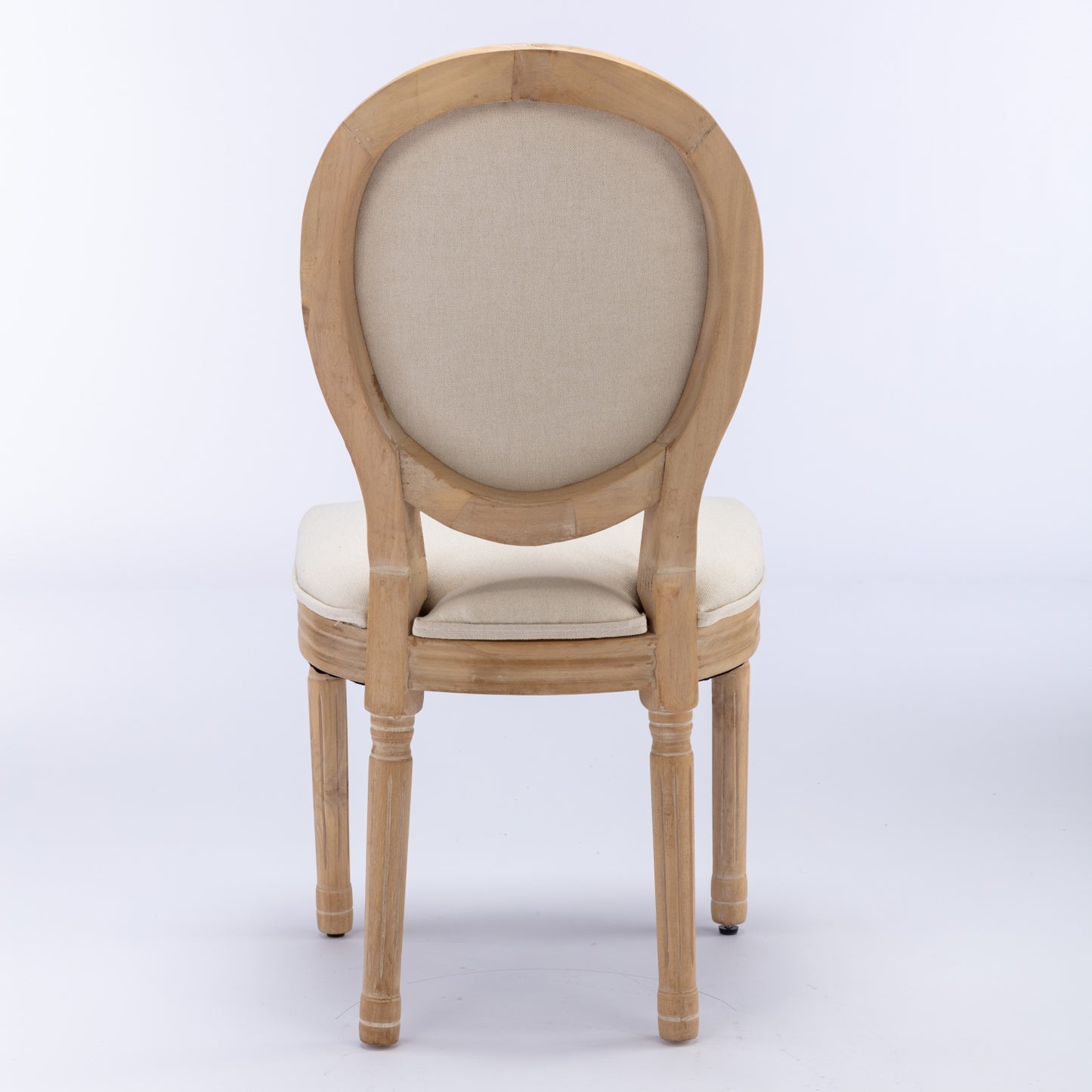 A&A Furniture,French Style Solid Wood Frame Antique Painting Linen Fabric Back Dining Chair,Set of 2,Beige,SW1845BG image 6