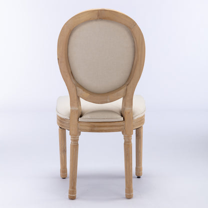 A&A Furniture,French Style Solid Wood Frame Antique Painting Linen Fabric Back Dining Chair,Set of 2,Beige,SW1845BG image 6