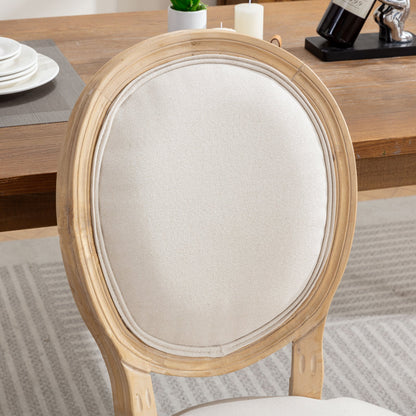 A&A Furniture,French Style Solid Wood Frame Antique Painting Linen Fabric Back Dining Chair,Set of 2,Beige,SW1845BG image 8