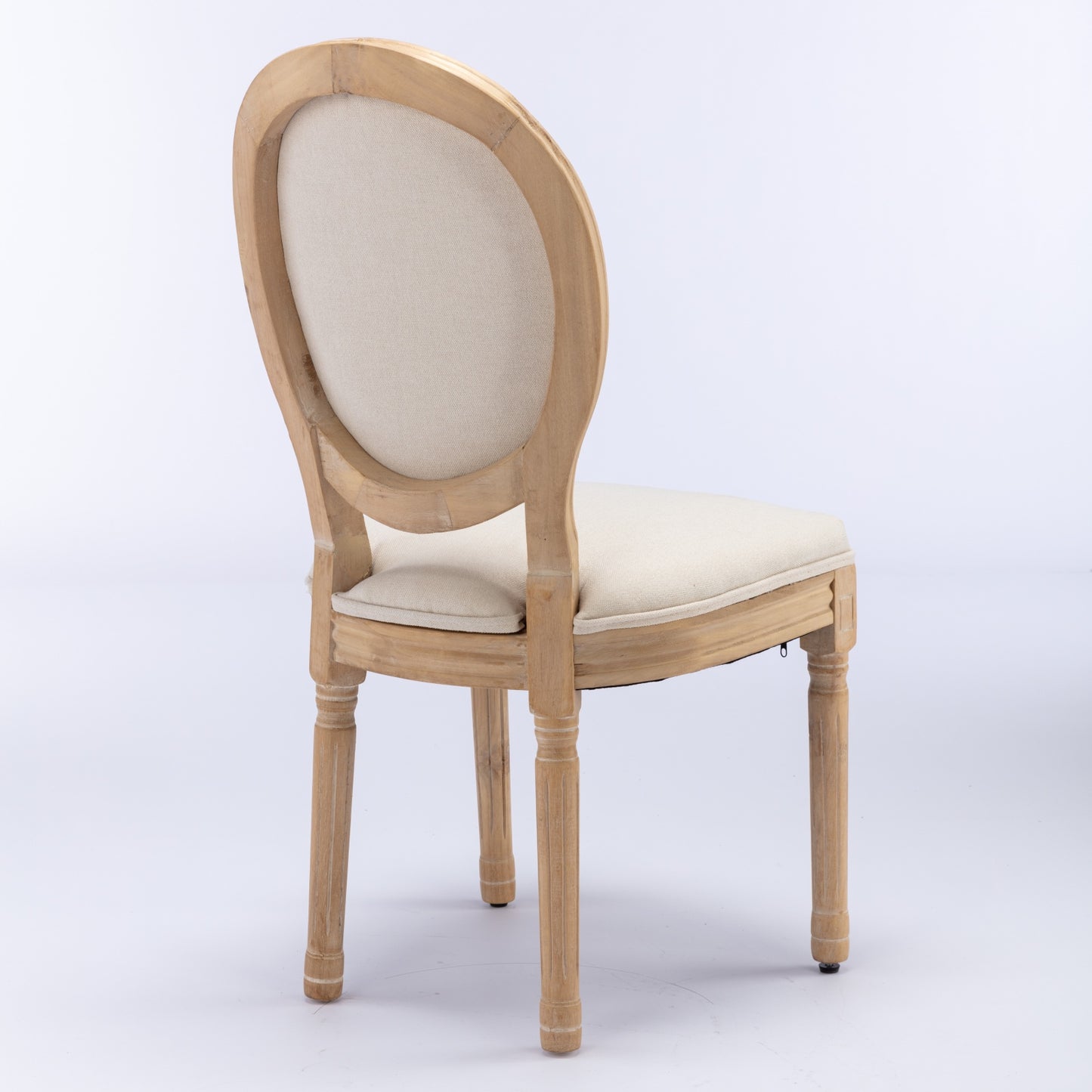 A&A Furniture,French Style Solid Wood Frame Antique Painting Linen Fabric Back Dining Chair,Set of 2,Beige,SW1845BG image 5
